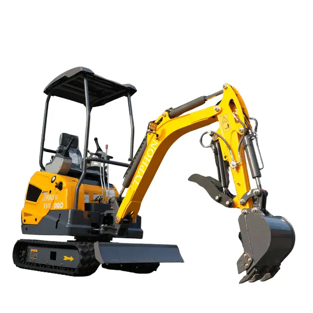 TYPHON TERROR XVII PRO Prestige Edition 4000 lb Mini Excavator Kubota D902 Diesel Engine Boom Swing Retractable Tracks  AC & Heater Hydraulic Thumb