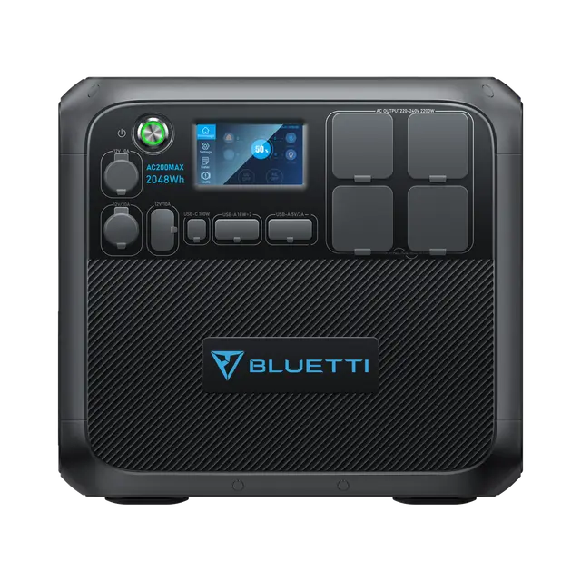 Bluetti Portable Generator 2200W With 350W Solar Panel Included, AC200MAX 2048Wh Solar Generator W/ 4 2200W AC Outlets, Expandable to 8192Wh for Home Backup
